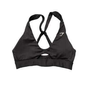 GYMSHARK Women's Peek A Boo Black Sports Bra Size S NWOT B8A4Z